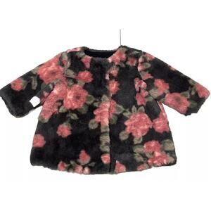 Baby Gap Girls Jacket 0-6 Months Fleece Floral Toddler Party Holiday Gift